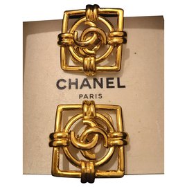 Chanel-Pendientes Chanel Vintage-Dorado
