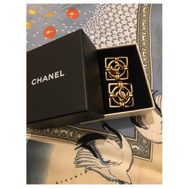 Chanel-Pendientes Chanel Vintage-Dorado
