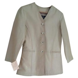 Autre Marque-Women's beige leather jacket-Beige
