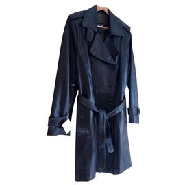 Autre Marque Three quarters brown leather coat Black