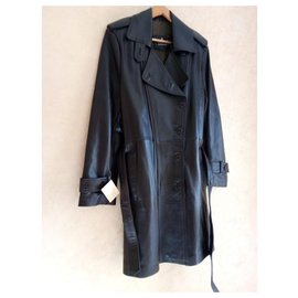 Autre Marque-Three quarters brown leather coat-Black