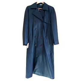 Autre Marque Dunkelblauer Ledermantel Marineblau