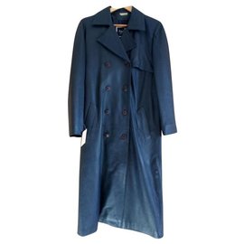 Autre Marque-Navy blue leather coat-Navy blue