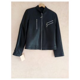 Autre Marque-Bellissima giacca in pelle nera con zip-Nero