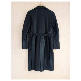 Autre Marque-Black leather coat for women-Black