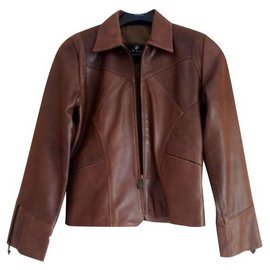 Autre Marque-Magalisse Leather Jacket-Brown