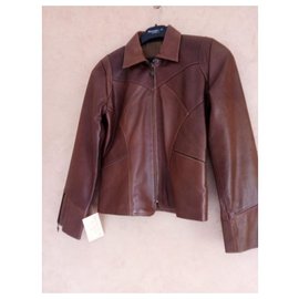 Autre Marque-Magalisse Leather Jacket-Brown
