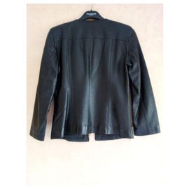 Autre Marque-Spencer black leather stitched edges-Black
