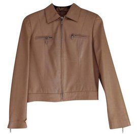 Autre Marque-Camel leather jacket-Brown,Beige