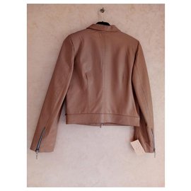 Autre Marque-Camel leather jacket-Brown,Beige