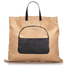 Fendi-Fendi Brown Printed Hemp Tote Bag-Brown,Black,Beige