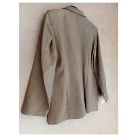 Autre Marque-Taupe leather jacket 4 buttons-Beige,Grey