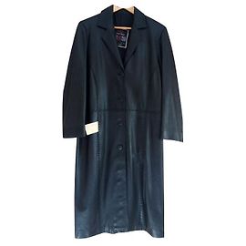 Autre Marque Cappotto lungo in pelle nera Nero