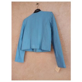 Autre Marque-Short jacket in blue leather-Light blue
