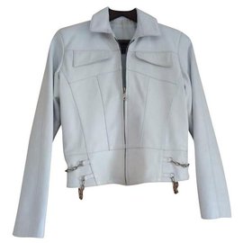 Autre Marque-White leather jacket-White