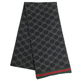 Gucci-GUCCI GG SCARF BLACK AND GREY unisexe nouveau-Noir,Gris