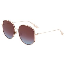Dior-DIOR Óculos de sol motorista DiorByDior2 metal ouro rosa-Dourado