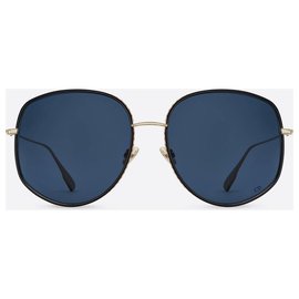 Dior-DIOR Óculos de sol motorista DiorByDior2 em metal dourado e laca preta-Preto