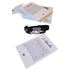 Bracciale Dior Bee in pelle nera e argento Nero Argento