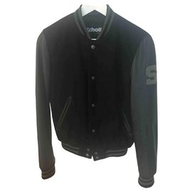 Schott-Black leather schott jacket-Black