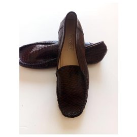 Autre Marque-brown crocodile loafers for women-Brown