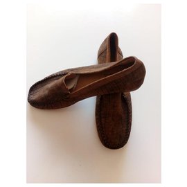 Autre Marque-women's natural crocodile loafers-Brown