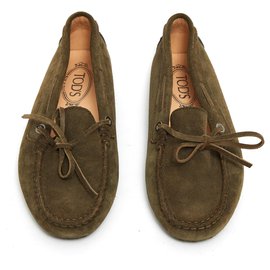 Tod's-GOMMINO KHAKI SUEDE EU38 NEW-Khaki