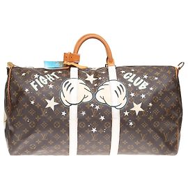 Louis Vuitton Keepall 55 Monogram "Mickey Fight Club II" customisé par PatBo ! Marron