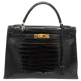 Hermès HERMES KELLY 32 POROSUS NOIR Noir