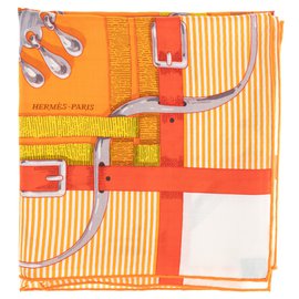 Hermès-Mantón de hermes 140 Puños de colección de juguetes de cachemira y seda, ¡Nueva condición!-Multicolor,Naranja