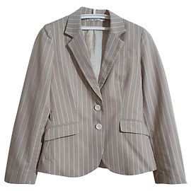 Blazer de algodón a rayas Tommy Hilfiger beige Beige