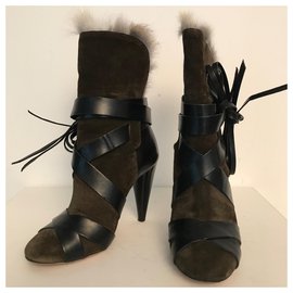 Isabel Marant-Ankle Boots-Black,Khaki