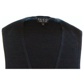 Gucci-GUCCI Top in maglia di seta-Nero