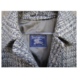 Burberry-Burberry Vintage-Mantel aus irischem Tweed 44-Grau