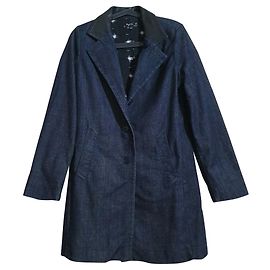 Giacca lunga in denim Agnès b. blu in cotone Blu