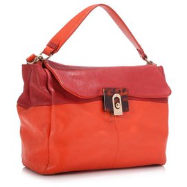 Lanvin-Lanvin Orange Leather Shoulder Bag-Red,Orange