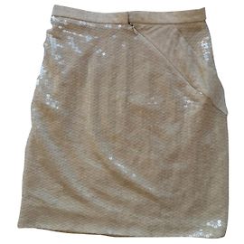 Jupe Louis Vuitton à paillettes beige coton taille 36 Beige