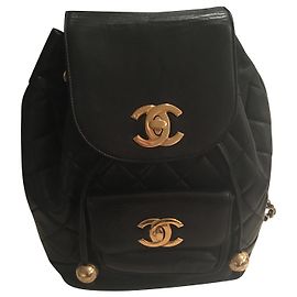 Chanel Rucksack aus Lammleder Schwarz Schwarz