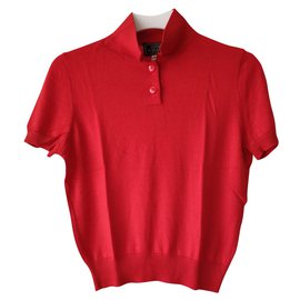 Gianni Versace-VERSACE POLO MIXT CASHEMERE-Rouge