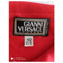 Gianni Versace-VERSHE POLO MIXT CASHEMERE-Rosso