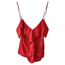 Yves Saint Laurent YVES SAUR LAURENT MESH TANK TOP COM VOLANT Vermelho