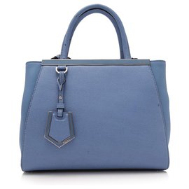 Fendi-Fendi Blue 2Jours Leather Satchel-Blue