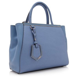 Fendi-Fendi Blue 2Jours Leather Satchel-Blue