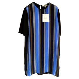Diane Von Furstenberg-Silk dress-Black,Light blue