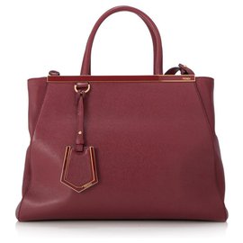 Fendi-Fendi Red Medium 2Jours Leather Satchel-Red