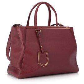 Fendi-Fendi Red Medium 2Jours Leather Satchel-Red