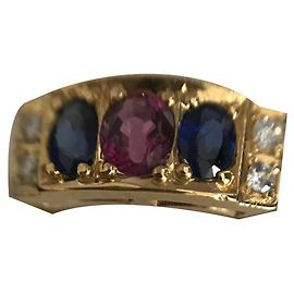 No Brand Bague jarretière or jaune , saphirs et diamants Doré