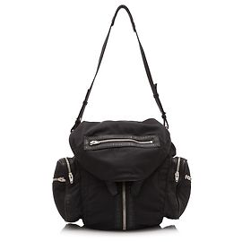 Alexander Wang Mochila Marti de nylon con ribete de piel de cordero negra Negro