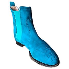 Hermès Ankle Boots Blue Deerskin Blue