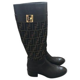 Fendi-Monogram boots-Brown